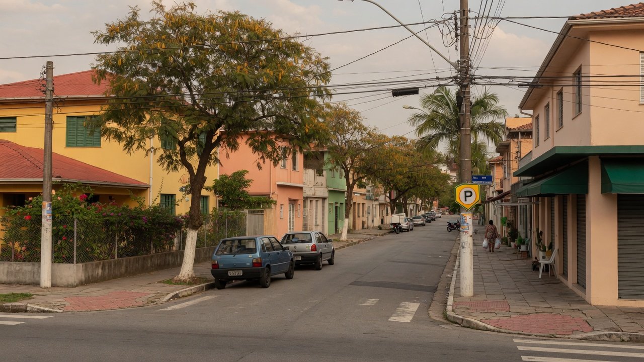 Rua arborizada do bairro Parque Colonial, em São Paulo